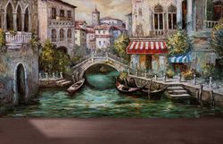 Venice Wall Art, Venice Italy Wall Stickers, View Wallpaper, Venice Canal Landscape Paper Art, Self Adhesive Paper, Gift