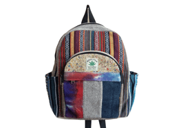 Medium Size Mix Color Hemp & Cotton Bag with Adjustable Strap - Crafted in Nepal
