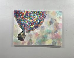 canvas art, canvas home decor, living room wall art, modern canvas, air balloons wall decor, rainbow 3d canvas, colorful