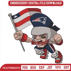 Flag Player Patriots Embroidery Designs File, New England