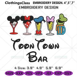 Toon Town Bar Drinking Embroidery Design File, Mickey Embroidery Design File
