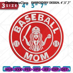 Mother's Day Embroidery Design, Personalized Baseball Mom Coquette Embroidery , 122