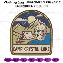 Camp Crystal Lake Embroidery Design File, Jason Vorhees Embroidery Design File