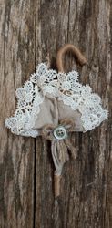 Umbrella handmade linen brooch on a pin/women's accessories/women's jewellery/gift for her/Mather Day gifts/grandma gift