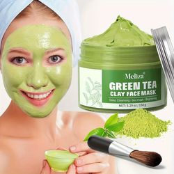 150g Green Tea Matcha Facial Mud Mask With Aloe Vera, Deep Cleaning, Hydrating, And Relaxing Volcanic Clay matcha green