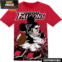 NFL Atlanta Falcons Mickey TShirt, NFL Graphic Tee for Men, Women, and Kids  Best Personalized Gift  Unique Gifts Idea