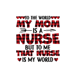 To The World My Mom Is A Nurse Buffalo Plaid Svg, Mother's Day Svg, Mom Gift Svg, Mom Shirt, Mama Svg, Mom Life Svg