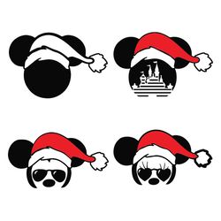 Mickey mouse santa Svg bundle, Disney mickey Svg, Mickey head Svg, Castle Svg, Sunglasses Svg, Mickey face Svg