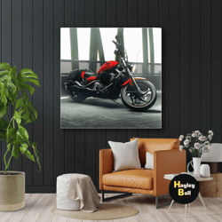 Motorcycle Wall Art, Chopper Wall Art, Red Motorcycle Canvas Art, Roll Up Canvas, Stretched Canvas Art, Framed Wall Art