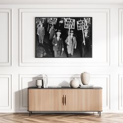 We Want Beer Prohibition Protest Black & White Vintage Wall Art Beer Lover Canvas Framed Bar Wall Decor Canvas Printed W