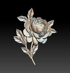 3D Model STL file Bas-relief Peony Flower for CNC Router and 3D Printing