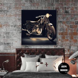 Motorcycle Wall Art, Classic Motorcycle Canvas Art, Roll Up Canvas, Stretched Canvas Art, Framed Wall Art Painting