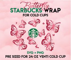Butterfly wrap svg, Cute wrap svg, Starbucks wrap Svg, 24oz Cold Cup Svg, Venti Cold Cup Svg, Full Wrap Svg, Wrap Svg