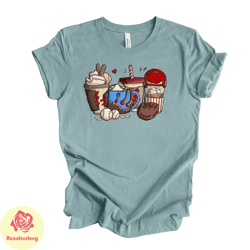 Baseball Fan Coffee Drinks, Baseball Coffee, Baseball Fan Ball  Bat Design on premium Bella  Canvas unisex shirt,
