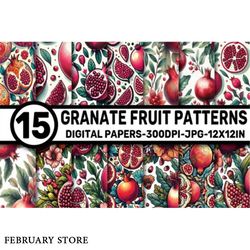 granate fruit pattern digital papers