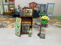 Set of furniture with accessories. 1:12. miniature dollhouse. Furniture for dolls.