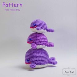 K Pop BTS purple whale amigurumi crochet doll pattern