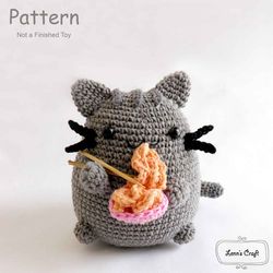 Pusheen cat eatting ramen amigurumi crochet pattern