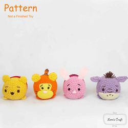 Tsum tsum Disney Pooh, Piglet, Eeyore, Tiger crochet amigurumi pattern