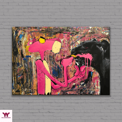 pink panther canvas, abstract street graffiti wall art, nursery gift, pink panther canvas or poster, graffiti wall decor