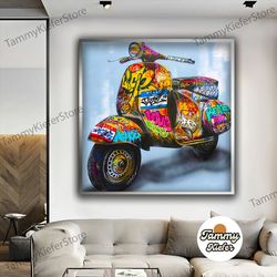 Decorative Wall Art, Decorate The Living Room, Bedroom and Workplace, Graffiti Motorcycle Canvas Painting, Banksy Motorc