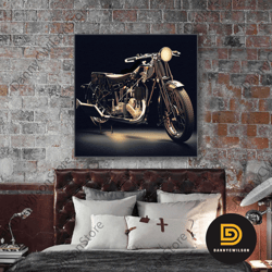 Motorcycle Wall Art, Classic Motorcycle Canvas Art, Roll Up Canvas, Stretched Canvas Art, Framed Wall Art Painting