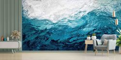 Ocean Water Wall Art, Self Adhesive Paper, 3D Papercraft, Blue Tones Paper Craft, Blue Wall Poster, View Mural, Wallpape