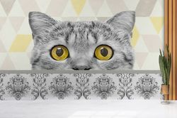 3D Wall Art, Stick On Wallpaper Art Deco, 3D Papercraft, Gift For Her, Cat Wall Decals, Cute Cat Paper Craft, Animal Wal