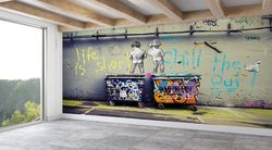 3D Wall Decor, Paper Cutting Art, Graffiti Wall Poster, Wall Decals, Banksy Life is Short Wall Decor, Banksy Peeing Boys