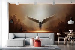Archangel Wall Decals, Michael Angel Wall Painting, Warrior Angel Paper Art, Modern Wall Print, 3D Wallpaper, Decor For