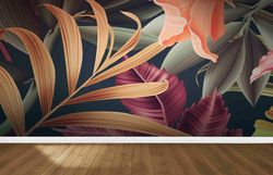 Botanical Wall Print, Trendy Wall Art, 3D Wall Paper, Wall Decals Murals, Wallpaper Patent, Jungle Leaves Wall Paper, Fl