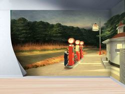 Edward Hopper Gas Station Wallpaper, Edward Hopper Paper Art, Gift For Him, Self Adhesive Paper, 3D Wall Mural, Wall Cov
