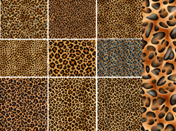 Leopard seamless pattern. Leopard print seamless pattern. Set of 10 seamless leopard patterns. Digital paper with animal
