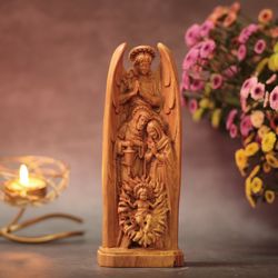 Nativity Birth of Christ- Archangel Gabriel - St.Joseph- Virgin Mary Catholic Icon Saint Statue Religious Icon Handmade