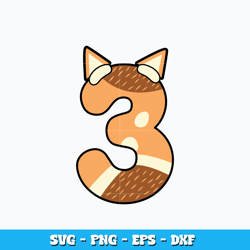 Number three bingo design svg, Bluey cartoon svg, cartoon svg, Logo design svg, Digital file svg, Instant Download.