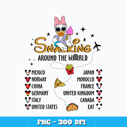 Snacking Around The World png, Daisy Duck png, Disney vacation png, logo design png, digital file, Instant download