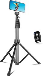 62" Phone Tripod & Selfie Stick, Extendable Cell Phone Tripod Stand with Wireless Remote and Phone
