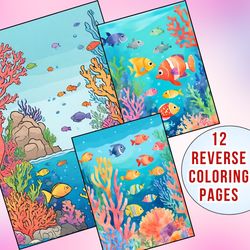 12 Fun & Educational Reverse Coloring Pages of Enchanting Sea Creatures