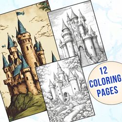 12 Immersive Medieval Castle Coloring Pages | Perfect for Relaxation & Family Fun