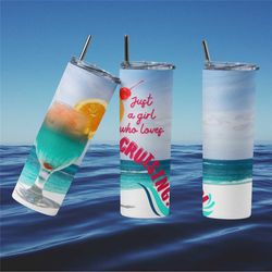 Cruise tumbler for her, cruise gift for her, vacation tumbler for cruise, 20oz skinny tumbler for cruise, keeps drinks c