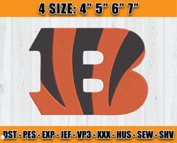 Cincinnati Bengals logo Embroidery, NFL Embroidery, 4 sizes Machine Embroidery Files Design 19 -Carr