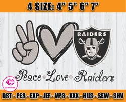 Peace Love Raiders Embroidery File, Raiders Embroidery Design, NFL Embroidery Design, Sport Embroidery