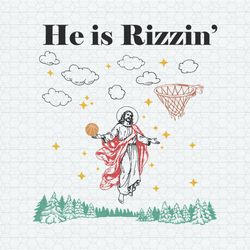 Funny Jesus He Is Rizzin Easter Basketball SVG