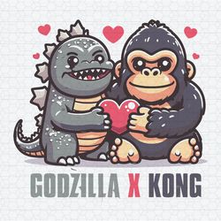Funny Godzilla X Kong Love Heart SVG