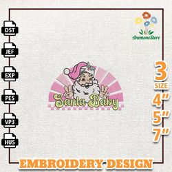 Cute Santa Baby Embroidery Machine Design, Holly Jolly Embroidery Design, Instant Download
