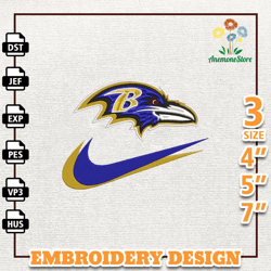 NFL Baltimore Ravens, Nike NFL Embroidery Design, NFL Team Embroidery Design, Nike Embroidery Design, Instant Download 1