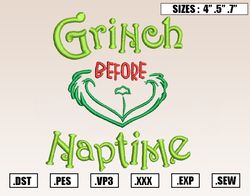 Grinch Before Naptime Embroidery Designs, Christmas Embroidery Design File Instant Download