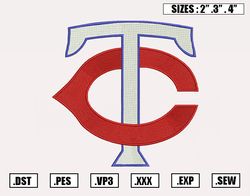 Minnesota Twins Embroidery Designs, MLB Logo Embroidery Files, Machine Embroidery Design File, Digital Download