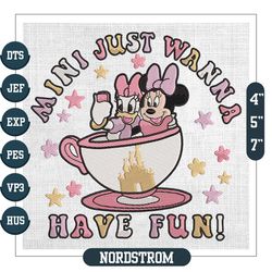 Mini Just Wanna Have Fun Minnie Mom Coffee Embroidery
