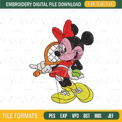 Minnie Mouse Plays Tennis Embroidery Png
